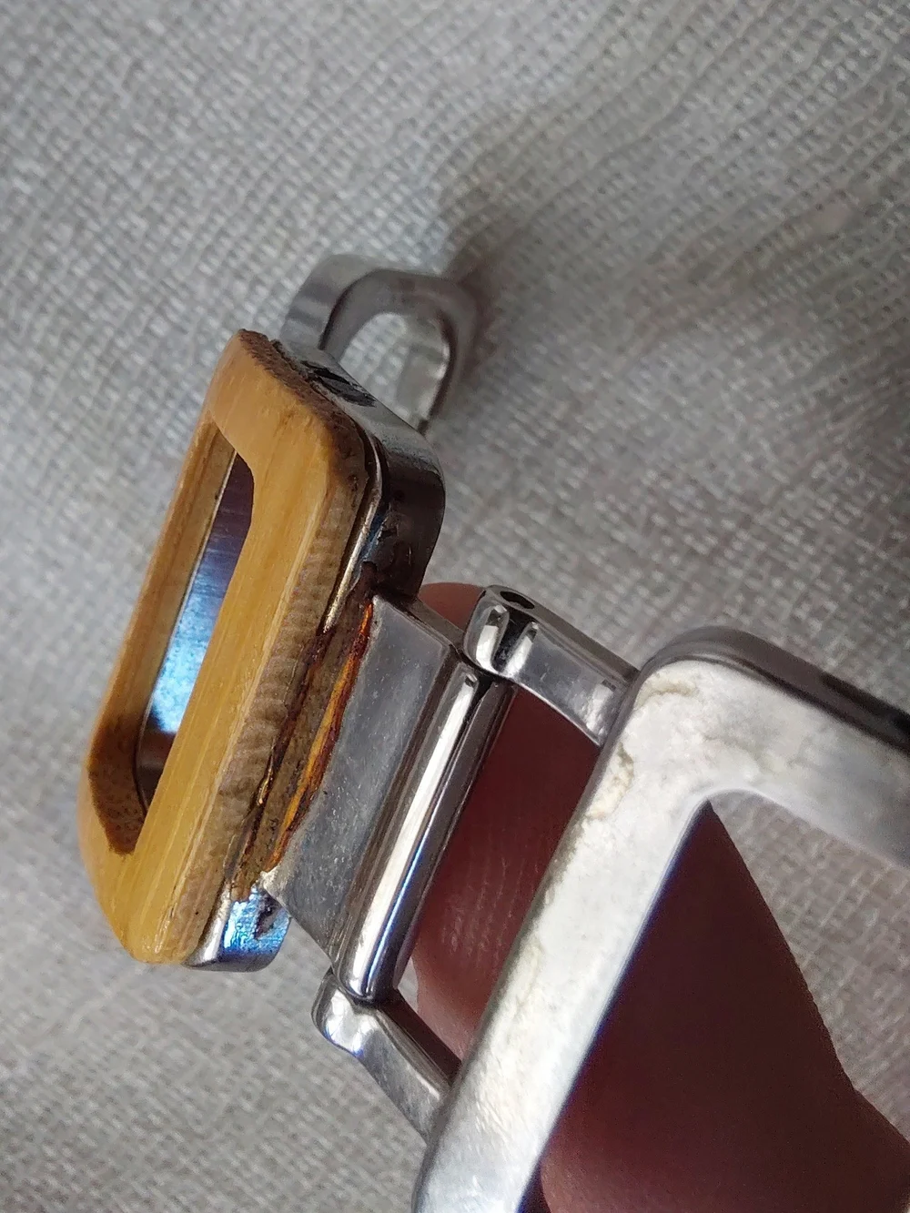 Vintage Fossil F2 Watch Lot Y2K Wood Resin Geometric Retro Mod Cuff Statement
